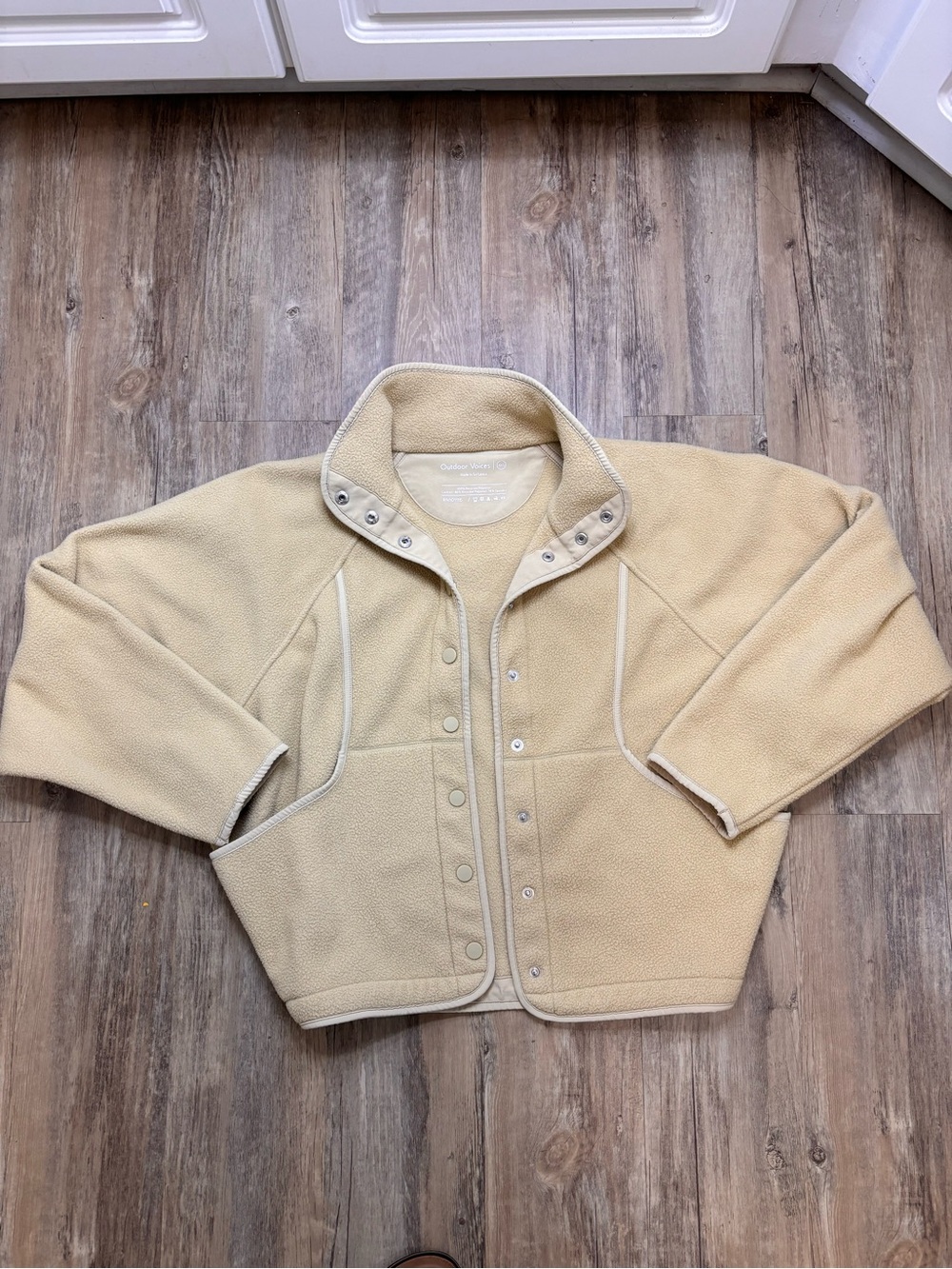 Outdoor Voices Cream Oversized Teddy Fleece Snap Jacket